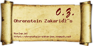 Ohrenstein Zakariás névjegykártya
